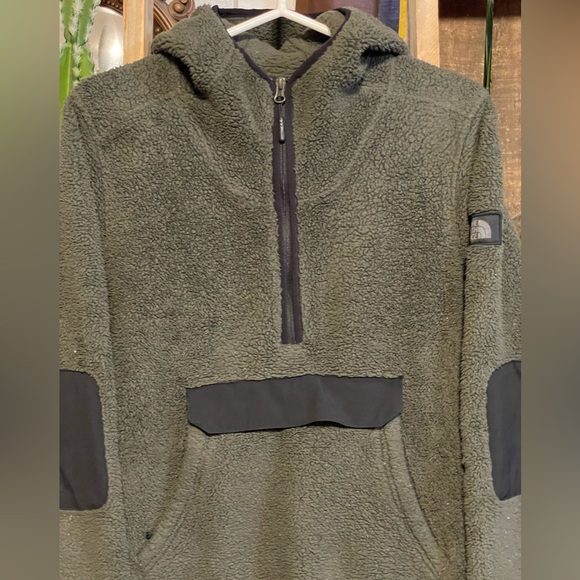 The North Face Campshire Green Pullover Hoodie Sherpa Fleece Women’s Large GUC - Picture 2 of 5